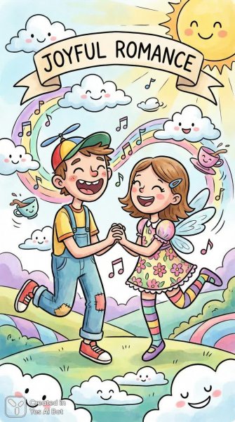 Веселая любовь: яркая иллюстрация и причудливый мир персонажей. Картинка из нейросети Нано Банана