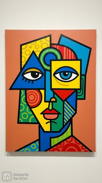 Геометрия лица: яркий портрет в стиле минимализм и графики. Генерация из нейросети Нано Банана