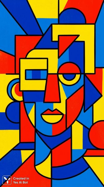 Яркий кубизм: портрет с геометрией и цветом. Изображение из нейронной сети Nano Banana