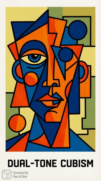 Кубизм и эмоции: яркий дизайн с геометрическими чертами и контрастными цветами. Генерация из нейронной сети Нано Банана