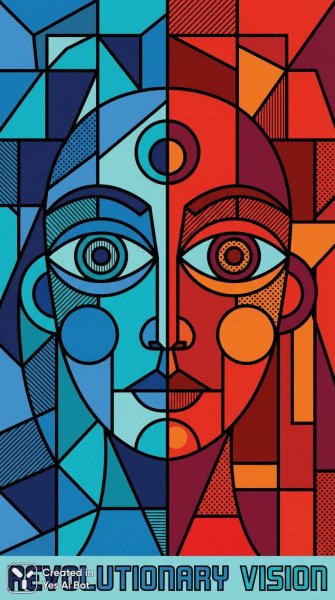 Абстрактный портрет женщины: геометрия цвета и стиля. Изображение из нейронной сети Nano Banana