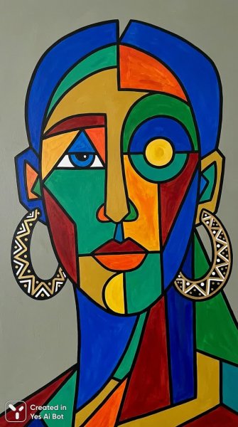 Кубизм и цвет: современный портрет в геометрических формах. Генерация из нейронной сети Nano Banana