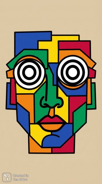 Яркий портрет: геометрия женственности и насыщенные цвета современного дизайна. Генерация из нейронной сети Nano-Banana