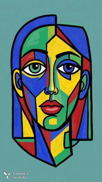 Яркий кубизм: фрагментированный портрет современной девушки. Нейросеть Nano Banana