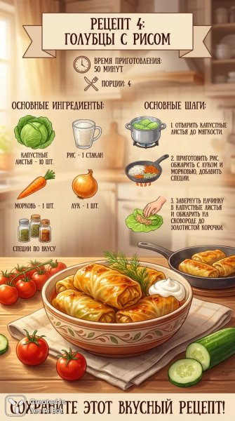 Капустные рулетики с рисом: простой и вкусный рецепт домашней кухни для всей семьи. Генерация из нейронной сети NanoBanana