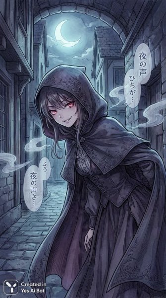 Вампир в темном переулке: таинственный взгляд и прикосновение ночи. Картинка из нейросети NanoBanana