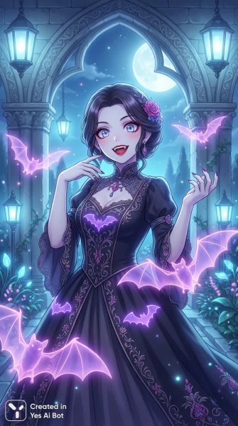 Королева вампиров: очарование и таинственная красота ночи. Генерация из нейросети NanoBanana