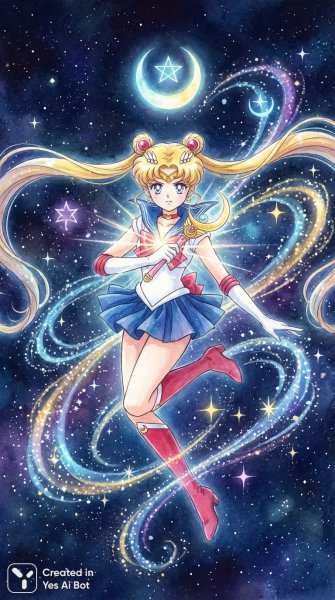 Воительница в сиянии звёзд: трансформация и сила надежды. Изображение из нейросети NanoBanana