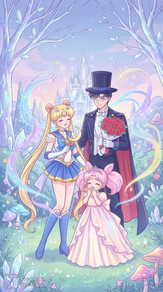 Волшебная семья: радость, героизм и ожидания в сказочном мире. Картинка из нейронной сети NanoBanana