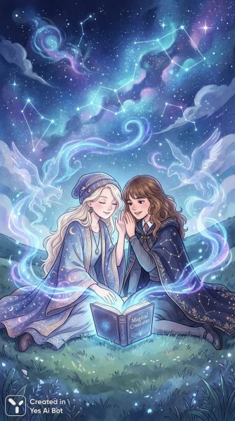 Звёздный секрет двух волшебниц: дружба и магия неизведанного мира. Нейросеть Nano Banana