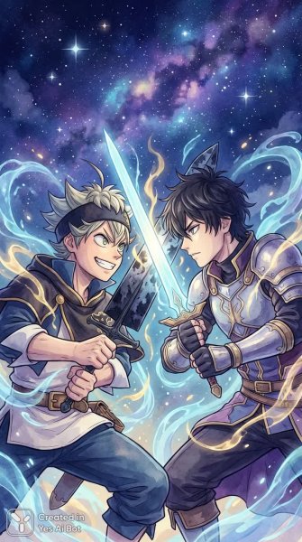 Дуэль соперников под звездным небом: энергия и решимость к победе. Картинка из нейросети NanoBanana