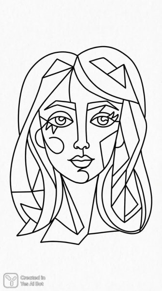 Черно-белый кубизм: минималистичный портрет в стиле раскраски. Нейросеть Нано Банана