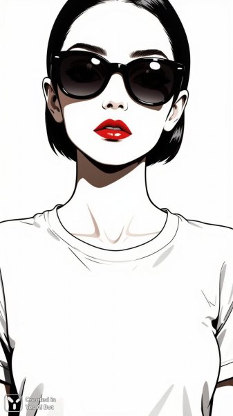 Модный минимализм: взгляд сквозь красные губы и стильные очки. Генерация из нейронной сети Flux 1