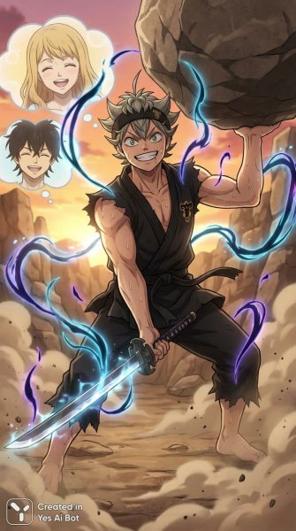 Аста: Путь к силе и защите друзей сквозь магическую бурю. Генерация из нейронной сети NanoBanana