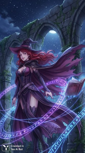 Волшебница Ванесса: Сила магии и таинства под звездным небом древних руин. Генерация из нейронной сети NanoBanana