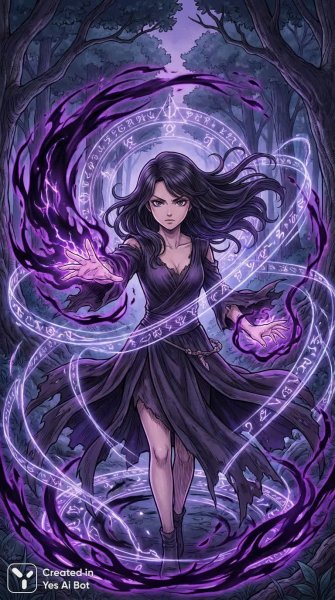 Могущественное заклинание в мире Блэк Кловер: решимость и магия в таинственном лесу. Картинка из нейросети Нано Банана