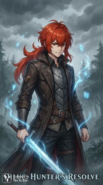 Дилюк-охотник: Гнев и предвкушение битвы в бушующем мире. Нейронная сеть Nano Banana