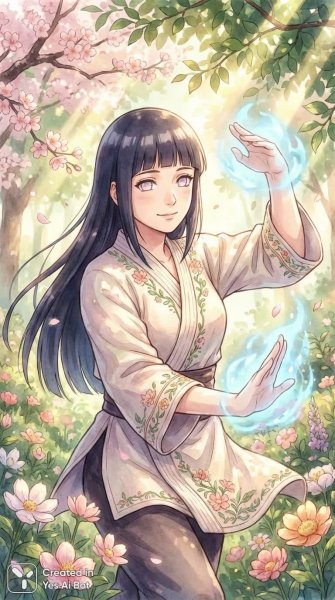 Хината: нежность, решимость и расцветающая сила духа. Изображение из нейросети NanoBanana