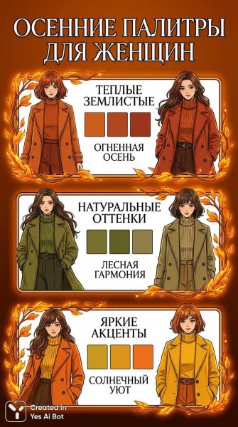 Осенняя палитра для женщин: вдохновение в природных тонах. Картинка из нейросети Нано Банана