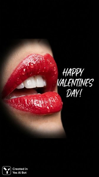 Красные губы и капли крови - праздник любви!. Изображение из нейросети NanoBanana
