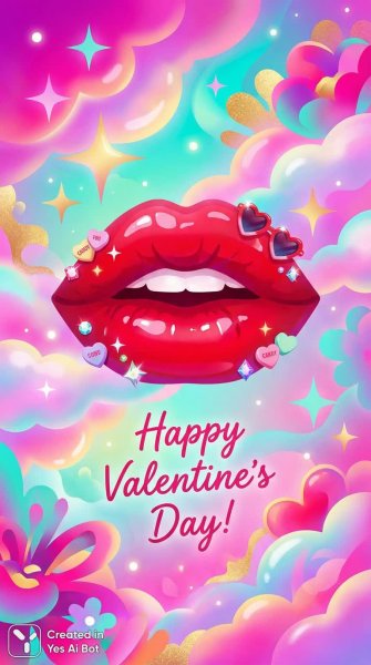 Игривые аксессуары на чувственных губах: современная иллюстрация к празднику любви. Нейросеть NanoBanana