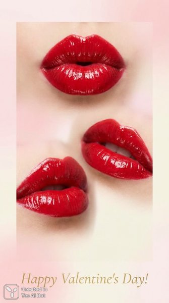 Яркие губы: макросъемка ко дню святого Валентина. Изображение из нейросети Nano-Banana