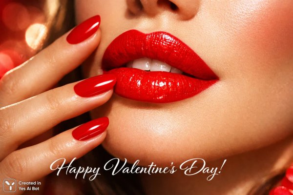 Красные губы и ногти - символ любви и красоты. Картинка из нейронной сети Sora