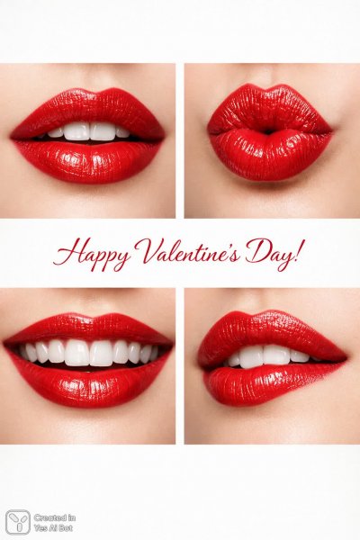 Яркие губы на День святого Валентина: макросъемка и нежность. Изображение из нейросети Sora Ai Images