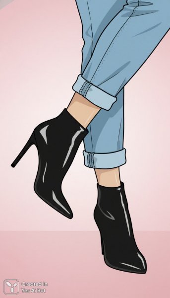 Элегантные ноги в черных ботинках и джинсах: современная иллюстрация в стиле флэт. Картинка из нейронной сети Nano Banana