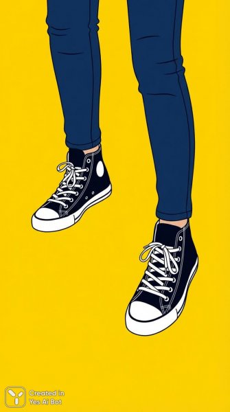 Девушка в голубых джинсах и кроссовках: яркая иллюстрация в современном стиле. Картинка из нейронной сети Nano-Banana