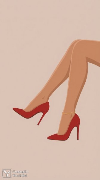 Изящные ноги в стильных шлепанках на фоне пастельного бежевого цвета. Картинка из нейросети Nano-Banana