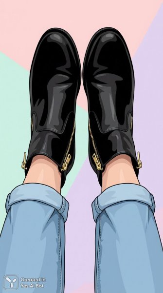 Стильный образ: женские ноги в джинсах и ботинках с молниями. Картинка из нейронной сети Nano-Banana