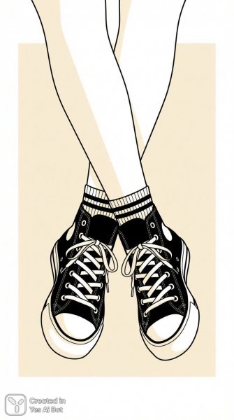 Девушка в кедах: детальный векторный рисунок обуви и носков. Нейронная сеть Нано Банана