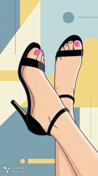 Яркие ножки в стильных туфлях: векторная иллюстрация с игривым настроением. Картинка из нейронной сети Нано Банана