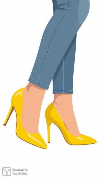 Солнечные ноги в джинсах и яркие туфли на каблуке. Изображение из нейронной сети Nano-Banana