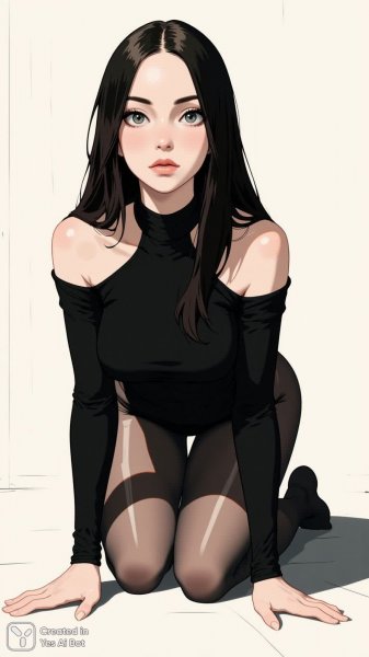 Черно-белый портрет женщины в стильной позе и облегающей одежде. Картинка из нейросети Flux 1