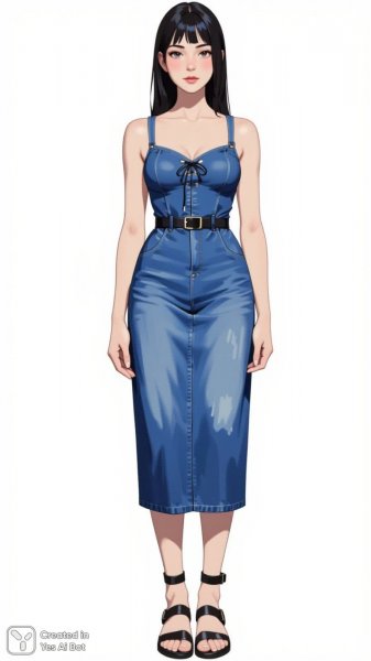 Изящный силуэт в деним: цифровая мода и современная красота. Генерация из нейросети Flux