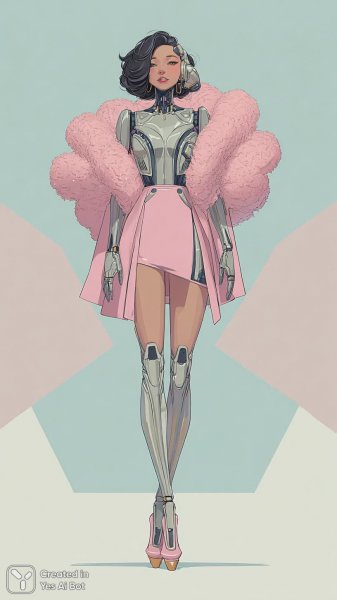 Кибер-девушка на галактическом берегу в экстравагантном стиле. Картинка из нейронной сети Миджорни