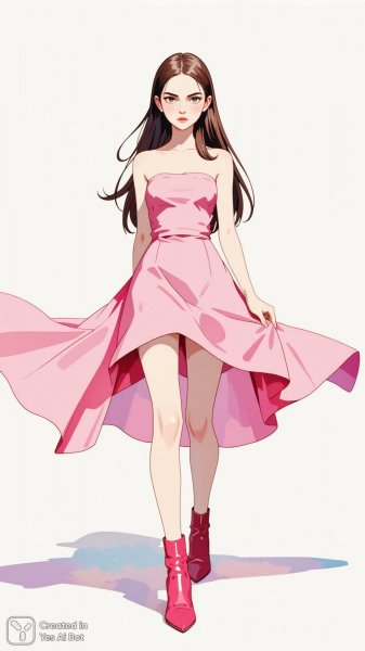 Девушка в розовом платье: стиль и элегантность. Изображение из нейронной сети Flux Ai