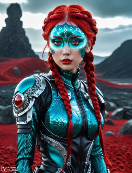 Биомеханическая гая в стиле гиперреализма и научной фантастики. Генерация из нейронной сети Stable Diffusion