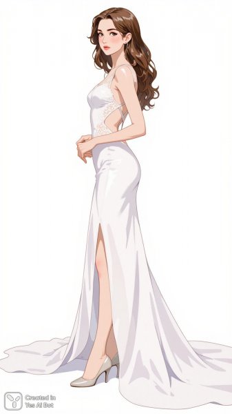 Нежность и изящество в белом платье: иллюстрация высокой моды. Генерация из нейросети Flux.1