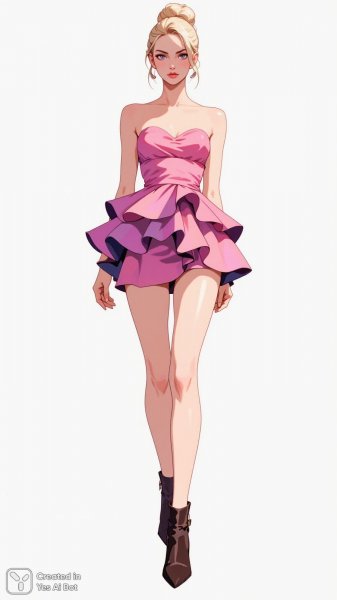 Современная мода: дерзкий взгляд и воздушное платье в цифровом стиле. Нейросеть Flux