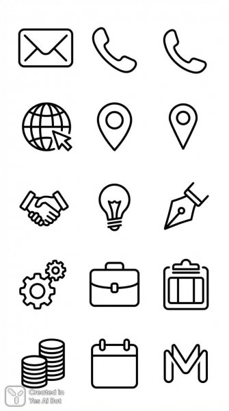 Минималистичные иконки для бизнеса: элегантный дизайн в современном стиле. Картинка из нейронной сети Нано Банана