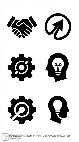 Изысканные черные силуэты икон для бизнеса. Нейросеть Nano Banana