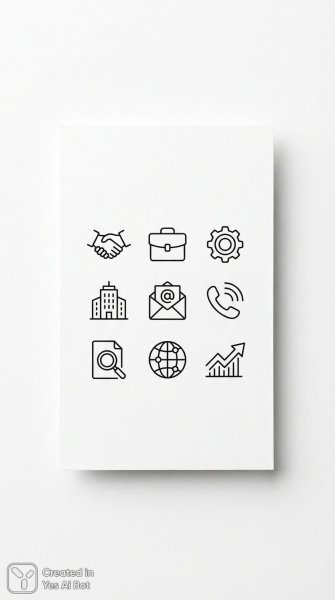 Изысканные черные иконки для корпоративного стиля. Картинка из нейронной сети Nano-Banana