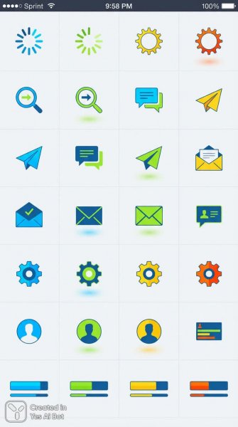 Современные геометрические иконки для веб-интерфейсов: лаконичность и функциональность дизайна. Изображение из нейронной сети NanoBanana
