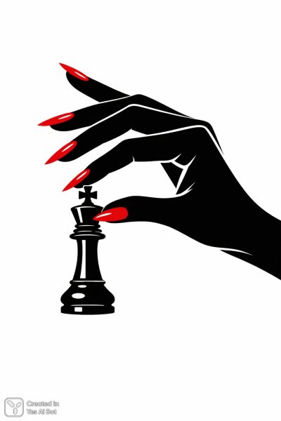 Черная рука в перчатке и шахматная фигура на белом фоне. Генерация из нейросети Sora images Ai