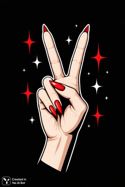 Рука с символом мира и красными звездами в стиле минимализм. Изображение из нейронной сети Sora