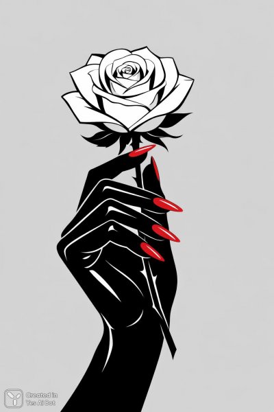 Изящный бутон в бархатной перчатке: элегантная композиция с красным акцентом. Нейронная сеть Sora