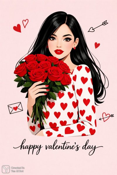 Валентинка в розовом цвете: милая иллюстрация с розами и любовью. Нейронная сеть Sora Image